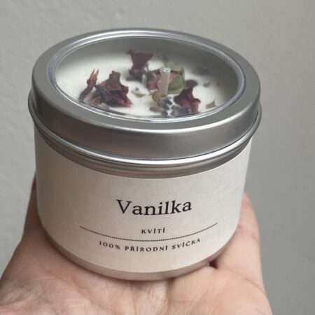 Svíčka Vanilka v plechovce – Kvítí