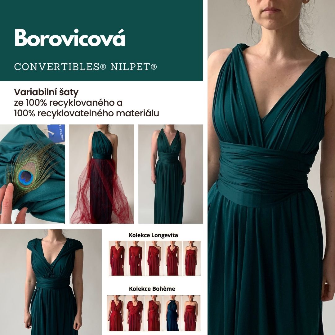 Borovicové variabilní šaty NILPET Bohéme - dlouhé - Convertibles Borovicové variabilní šaty NILPET Bohéme - dlouhé - Convertibles