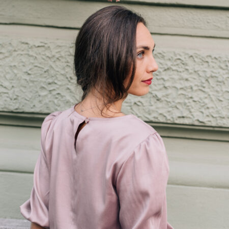Slavnostní halenka s naducanými rukávy Rosa růžová - Reparáda