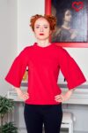 Červené triko s řasenými rukávy – TATE Wear
