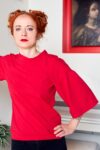 Červené triko s řasenými rukávy – TATE Wear
