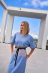 Světle modré kimono šaty s páskem – TATE Wear