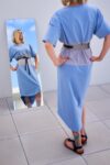 Světle modré kimono šaty s páskem – TATE Wear