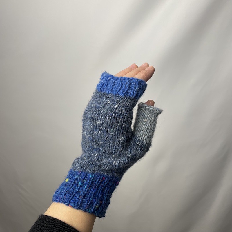 Modré bezprstové rukavice z merino vlny - Pletulle Modré bezprstové rukavice z merino vlny - Pletulle