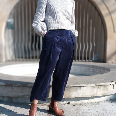 Tmavě modré manšestrové culottes - Fajnea