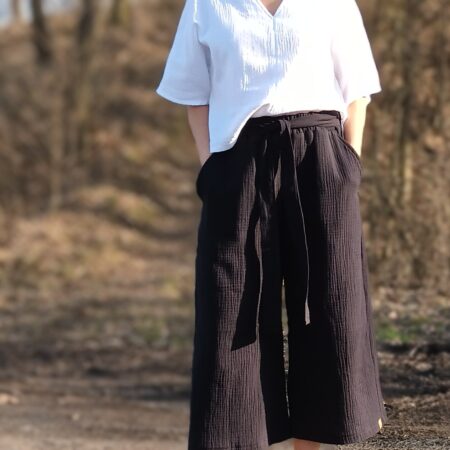 Černé mušelínové culottes - Fajnea