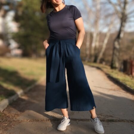 Tmavě modré mušelínové culottes - Fajnea