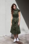 Khaki zavinovací šaty – TATE Wear