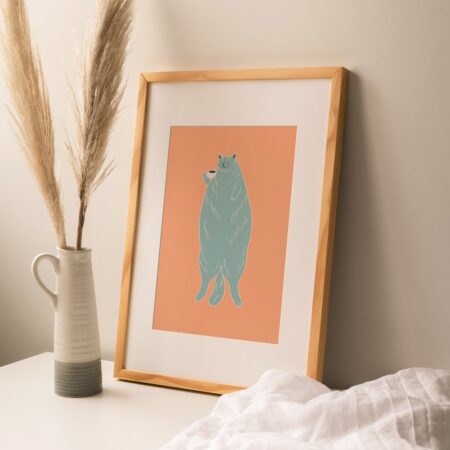 Print Kočička s kafíčkem - Listonoš
