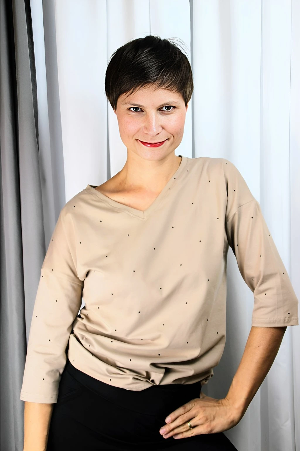 Dámské tričko Ameline Organic, latte puntik - Oriclo Dámské tričko Ameline Organic, latte puntik - Oriclo
