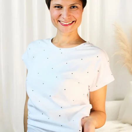 Dámské tričko Watty Organic, bílé puntíky - Oriclo