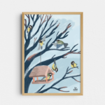 Sýkorky na krmítku, A4 print – Markét Ilustrace