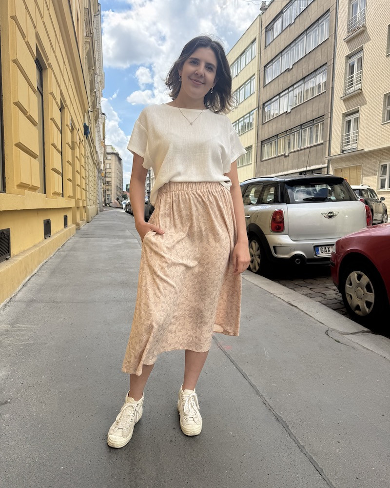 Sukně Rosie nude s jemným vzorem Modiva Sukně Rosie nude s jemným vzorem Modiva